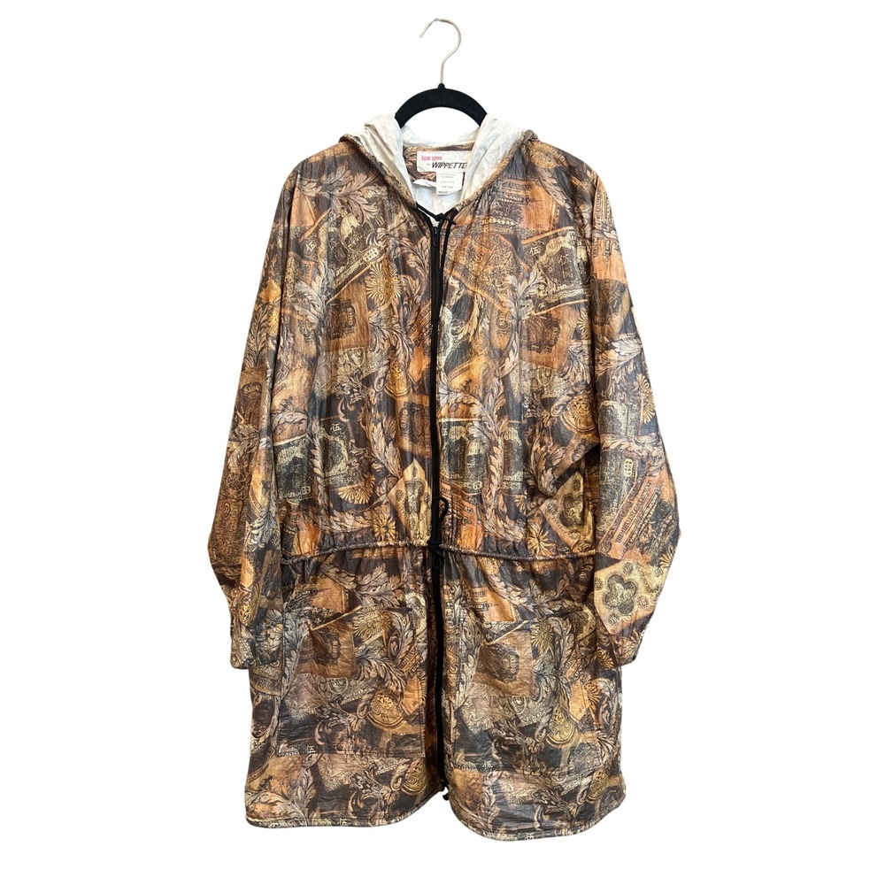 Kenn Sporn‎ for Wippette Vintage 80s Money Currency Print Raincoat one Size